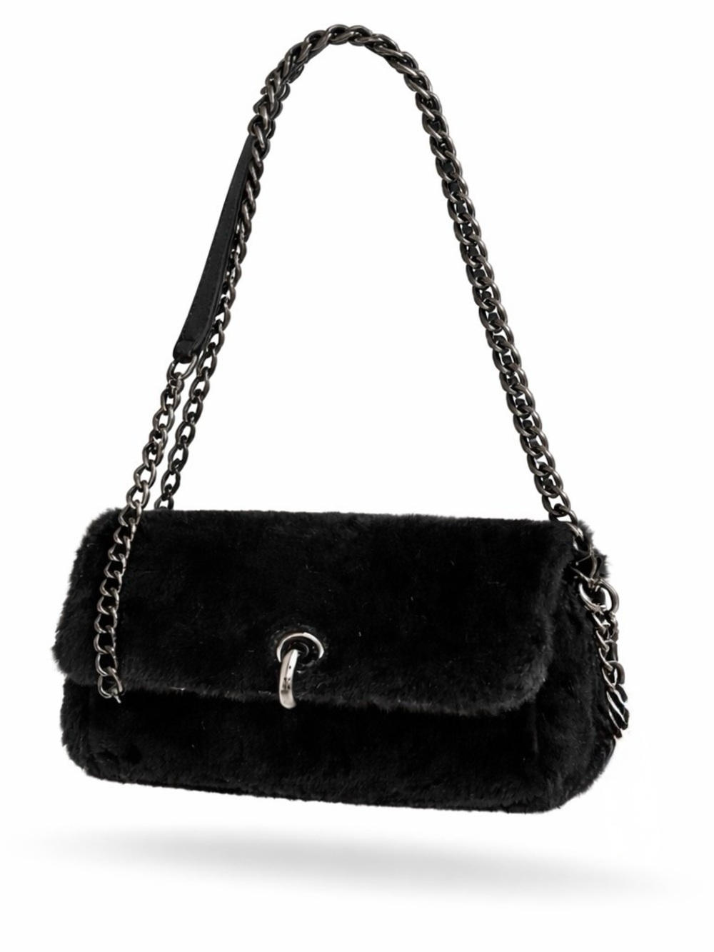 Gilda Paris Faux Fur Shoulder Bag 🖤 NWT Chain Strap Chic